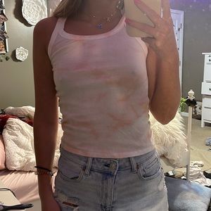 Peachy pink tie dye tank